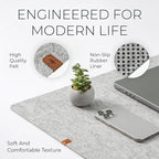 Nordik Large Felt Desk Mat - Marle - 35 x 17 inch - Full Desk Keyboard Mat - Keyboard and Mouse Pad - Large Desktop Felt Pad
