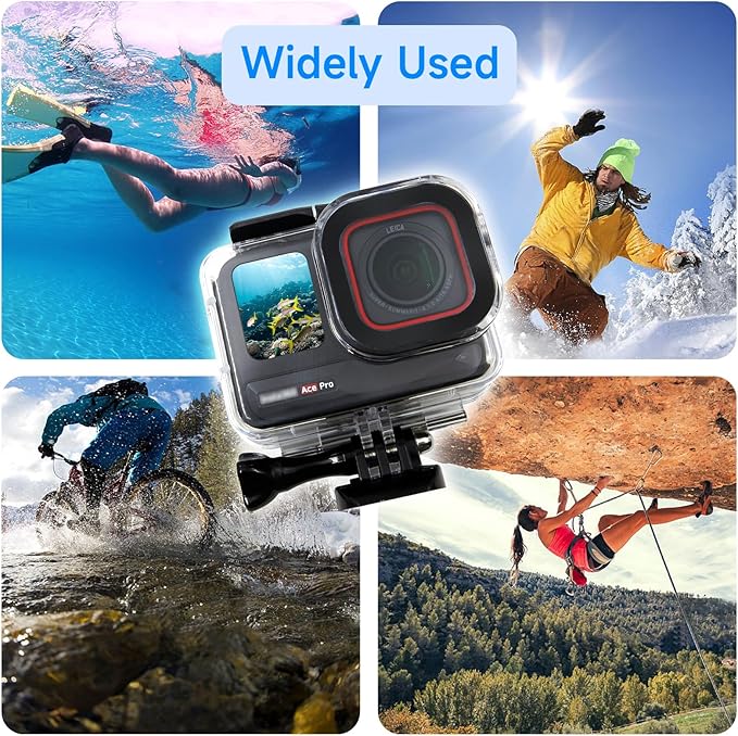 SHOOT Waterproof Housing Case for Insta 360 Ace Pro Diving Protective Underwater Shell with Quick Release Bracket & Thumbscrew Accessories