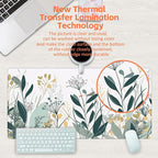 Desk Mat, Green Gold Plant Leaves Desk Pad, Wildflowers Large Gaming Mouse Pad for Desk, 31.5"x15.7" Extended Big Computer Keyboard Mouse Pad with Non-Slip Base and Stitched Edge