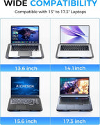AICHESON Laptop Cooling Pad with 6 High-Speed Fans, Computer Cooler with 7 Adjustable Angles, Compatible with 13-17.3 Inch Laptops