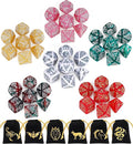 CiaraQ Polyhedral Dice Set, 6 Colors with 6 Decorative Pouches, 7 Pieces per Set, Fantasy RPG Gaming Dice/DND Dice/Role Playing Dice, Christmas Themed