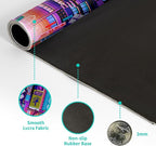 Dark Purple Japanese Gaming Mouse Pad Abstract Anime Mat 31.5x11.8 Inch Tokyo Pixel Street Texture Non-Slip Rubber Base Kawaii Mousepad Stitched Edges Keyboard Desk Pad for Office and Home Game