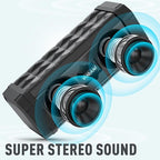 BUGANI Bluetooth Speakers Portable Bluetooth Speaker, 100ft Wireless Range, Louder Volume, Stereo Sound, Amazing Bass 24H Playtime, IPX5, Built-in Mic, Wireless Speaker for Ourdoor Indoor(Black)