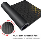 Galdas Gaming Mouse Pad XXL XL Large Long Extended Big Mousepad Non-Slip Rubber Keyboard Mouse Pad with Stitched Edges for Laptop Home Office (31.5x11.8x0.08 Inch) … (Grid)