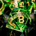 Magic Golden Ring DND Dice with Box, Green Sharp Edge Handmade D and D Polyhedral Dice for use with D&D Tabletop Games RPG, Lord Resin Dice D20 D12 D10 D8 D6 D4