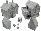 Paintable Tabletop Miniature Little Town Building Terrains Compatible with RPG War Games - 18mm Scale Dioramas Building Set Scenery with Medieval Architecture Style by HAUTICO (HVillageHouses4-1)