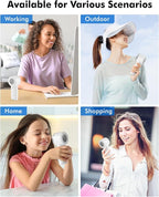 WHATOOK Portable Mini Fan: High Speed Cooling Fan, 10 Hours Battery Life, USB Rechargeable, Small Essentials for Women, Beach Travel, Vacation (White)