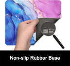 ITNRSIIET Mouse Pad with Stitched Edge Premium Textured Smooth Precise Operation Waterproof Washable Non-Slip Rubber Base Desktop Protection Mat, 10.2×8.3×0.12 inches, Blue Purple Marble Art