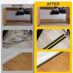Floor Cord Cover 6.5Ft 2Pcs Heavy Duty PVC Floor Cable Protector Electric Cord Hider Cable Management Floor Strip Extension Cord Covers Cable Raceway for Wires on Floor Inner Channel 1.36" W x 0.43" H