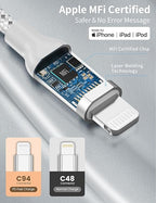 1ft USB C to Lightning Cable Short, [Apple MFi Certified] 2Pack USB C iPhone Charger PD Fast Charging, 12inch Nylon Braided Type C to Lightning Cord for iPhone 14 13 12 11 Pro Max Mini XR XS 8 SE iPad