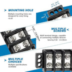 GLOSO Marine Terminal Blocks TBD Double Row Stainless 10-22 AWG Cu, 30A/600V- 1 Pack, 12 Poles
