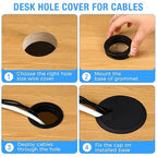 Desk Grommet 2" (50 mm), Desk Cord Hole Cover, Cable Grommet ABS Plastic, Desk Hole Grommet for Office and Home Table Cable, Detachable Adjustable Cable Cord Organizer (White 2 Pcs)