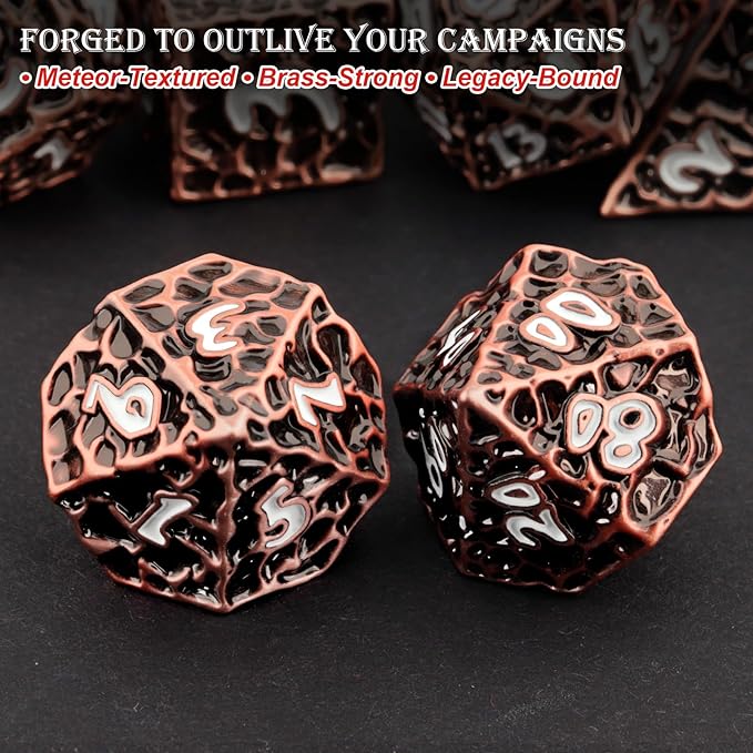 Haxtec Metal DND Dice Set Polyhedral D&D Dice Compatible with Dungeons and Dragons Gift TTRPG Antique Copper Metal Dice