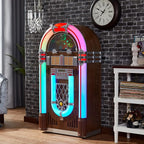 Arkrocket Saturn V Full Size Jukebox Vinyl Record Player Bluetooth USB SD CD Player Radio Retro Turntable Classic Jukebox 51 inch (Saturn V - Dark Oak)