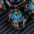 ARUOHHA DND Dragons Eye Dice Liquid Core Blue Green Resin Sharp Edged Dice Set with Gift Box, Compatible with D&D Role Playing Game, Dungeons Polyhedral D and D Dice D20 D12 D10 D8 D6 D4