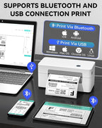 Bluetooth Thermal Label Printer, Wireless 4x6 Shipping Label Printer for Small Business & Shipping Package Compatible with Android, iOS, Windows & Mac, Used for Amazon, Ebay, Shopify, USPS Etc