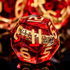 Magic Golden Ring DND Dice Set Sharp Edge Red Resin Dice with Box, for use with Dungeons Dragon RPG D&D Tabletop Games Lord D and D Polyhedral Dice Set