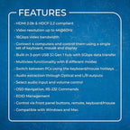 OREI 4x1 KVM HDMI Seamless Switch Multiviewer, Share Multiple Devices, PC, Computers, Phones, Gaming on One Display Monitor, Keyboard Control and USB 3.0 Peripheral Control