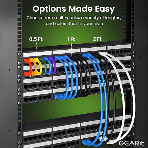 GEARit Cat 6 Ethernet Cable (20-Pack 3 Feet) Cat6 Network Patch, 10Gbps, RJ45, Snagless Cord, Gold-Plated Connectors, Internet for PC, TV, Tablet, Router, Printer, Servers, IT Data Center - White