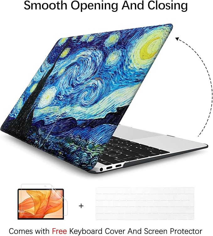 Compatible with MacBook Pro 13 inch Art Case Skin, 2022, 2021, 2020-2016 Release A2289/A2251/A2338 M1 Cover Hard Shell with Keyboard Cover & Screen Protector (The Starry Night by Vincent Van Gogh)