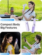 JISULIFE Handheld Fan with 4500 mAh Powerbank Max 37 Hours Runtime, Pocket Portable Battery Operated or USB Powered Folding Personal Fan, 3 Speeds, Gifts for Women Men Kids Gift for Festival-Purple
