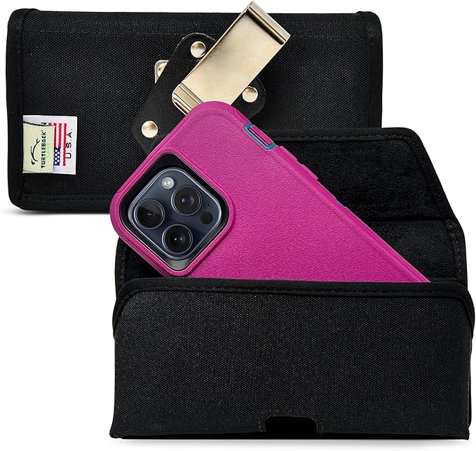 Turtleback Belt Clip for iPhone 16 Pro Max, 15 Pro Max, 14 Pro Max -Large- Fits w/Defender Bulky Style Cases, Premium Black Nylon, Horizontal Belt Holder, Magnetic Closure HD Rotating Belt Clip