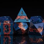 Large Stripe Metal Dice DND,Metallic Solid Crack Glittrer Dice Set with Gift Box,Polyhedral RPG Dice 7pcs Set
