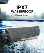Cleer Scene Wireless Bluetooth Speaker, Stereo Wireless Pairing, Waterproof IPX7, 12Hrs Play time, Deep Bass, Built-in Mic, Powerful Portable Speakers, for Outdoor & Party, Home, Grey