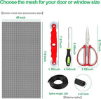 QWR Pet Proof Window Screen Replacement Kit, 48"x118" Durable High Hardness Screen Mesh Replacement Window Screens Repair Kit for Sliding Screen Door,Patio and Windows.(Folded Package)
