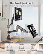 monTEK 17-57 Inch Dual Ultrawide Monitor Arm for Up to 59.4lbs Screen, Aluminum Heavy-Duty Gas Spring Vertical Stackable Curved Screen Adjustable Monitor Stand,75/100mm Vesa Mount, Black