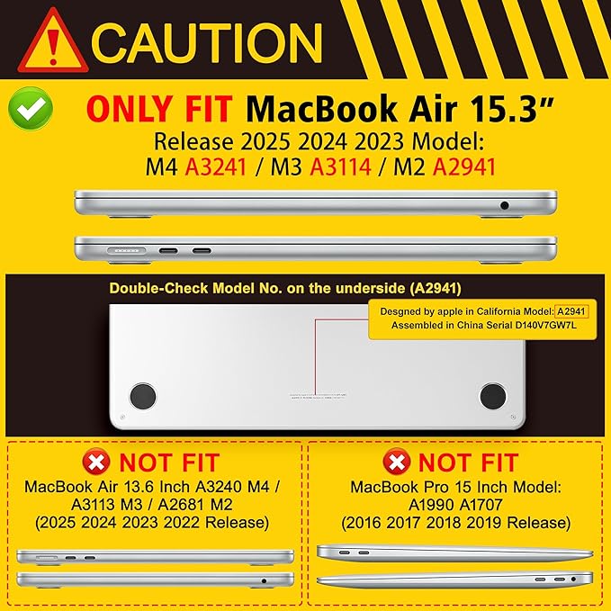 Case for MacBook Air 15 Inch 2025 2024 2023 Release M4 A3241 M3 A3114 M2 A2941, Hard Shell with Screen Protector & Keyboard Cover, Compatible with Touch ID, Leopard Cherry