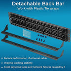 Rapink 48 Port Cat6 Patch Panel with Inline Keystone 10G Support, Pass-Thru Coupler UTP 19-Inch, Removable Back Bar, 1U Network for Cat6, Cat5e, Cat5 Cabling
