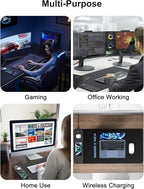TopMade Wireless Charging Mouse Pad, Gaming Mousepad Home Office Large Desk Pad with Ultra-Smooth Surface, Non-Slip Base, Waterproof Keyboard Mat (Includes 20W PD Power Adapter & 6.56ft Woven Cable)