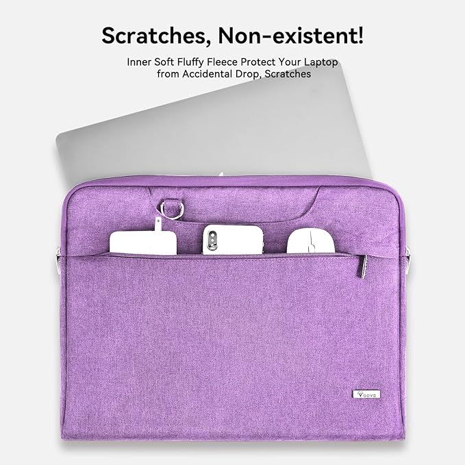 Voova Laptop Bag 15.6 Inch, Waterproof Computer Sleeve Carrying Case with Shoulder Straps & Handle Compatible with Macbook Air 15 M2/M3/M4, MacBook Pro 15/16, 15-16 Inch Hp Dell Lenovo Asus, Lavender