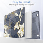 for MacBook Pro 16 inch Case 2021 2022 2023 2024 Release A3186 A3403 M4 A2991 M3 A2780 M2 A2485 M1 Pro/Max, Hard Shell Case with Screen Protector & Keyboard Cover, Golden Floral