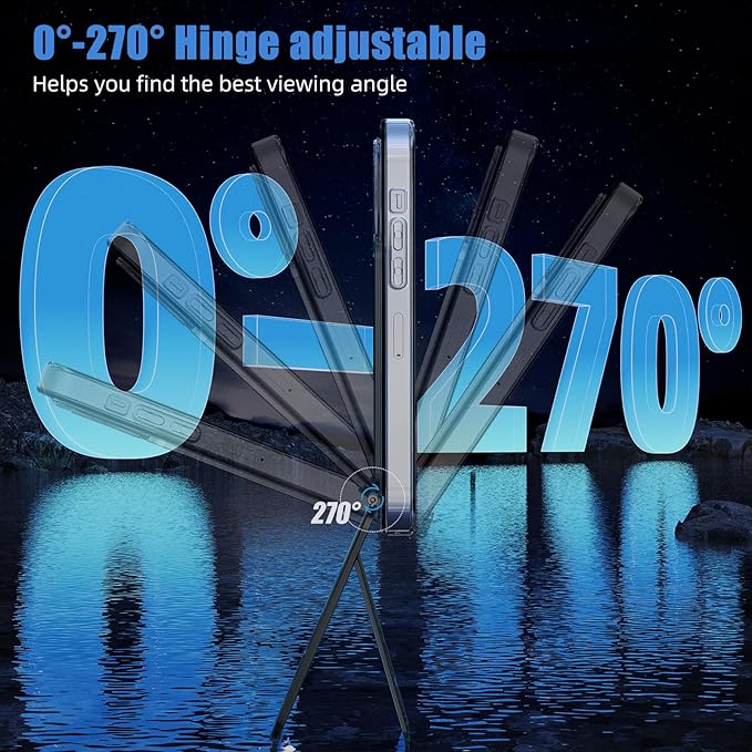 Magnetic Tripod for iPhone, Aluminium Phone Tripod Stand Compatible with Magsafe iPhone 16/15/14/13/12 Series, Foldable Strong Magnetic Phone Stand & Portable Phone Holder, Black
