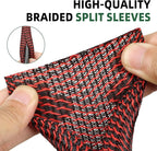 Split Wire Loom Tubing, Cable Protector Sleeve, Braided Cable Management for TV/Computer/Home Theater/Engine Bay, Cord Protectors from Pets No Chew (Red and Black, 3/8"-25ft)