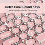 EWEADN TK100 Typewriter Keyboard Wired Mechanical Keyboard, 104 Keys Aesthetic Typewriter Keyboards with White Backlit, Anti-Ghosting, Blue Switch Wired Cute Keyboards-Pink