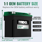 TYKOOL YTX14-BS-STD 400 CCA,Lithium LiFePO4 12v Motorcycle Battery,ATV Battery,2X Cranking Amps,Digital Readout for SOC,Comptitable for ATV,Piaggio Scooter,Honda UTV,Yamaha Snowmobile