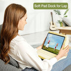 MOSISO Tablet Pillow Stand,Soft Tablet Holder for Lap,Tablet Soft Pad Dock with Pockets&Stylus Slot&4 Viewing Angles Compatible with iPad Pro 12.9,11,10.5,9.7,Air Mini 6,5,4,3, E-Reader, Pastel Yellow