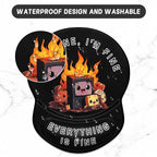 ITNRSIIET Ergonomic Mouse Pad with Gel Wrist Support Small Wrist Rest Smooth Surface Non-Slip PU Base Comfortable Office Supplies Pain Relief, 8.7 x 7.2 inches, Funny Burning Box