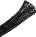 CrocSee 10ft - 3/4 inch Braided Cable Management Sleeve Cord Protector - Self-Wrapping Split Wire Loom for TV/Computer/Home Theater/Engine Bay - Black