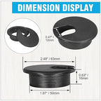 2" Black Desk Grommet, JTemgle Plastic Cable Hole Cover Computer Table Cord Wire Organizer Caps Desktop Cord Management for Home Office TV Stands Tabletops, 5 Pieces
