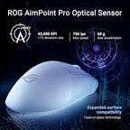 ASUS ROG Keris II Ace Wireless Gaming Mouse – Right-Handed Ergonomic, 54g, Tri-Mode Connectivity, 42K DPI, up to 107Hr Battery, PC/Mac Support - Black