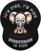 ITNRSIIET Ergonomic Mouse Pad with Gel Wrist Support Small Wrist Rest Smooth Surface Non-Slip PU Base Comfortable Office Supplies Pain Relief, 8.7 x 7.2 inches, Pretty Fine Elephant