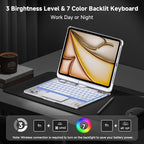 Keyboard Case for iPad 11 inch Pro 4/3/2/1st Gen & 11’’ iPad Air 2025 M3, 2024 M2 & 10.9" iPad Air 5th/4th Gen, 360° Rotating Stand Transparent Protective Cover with Pencil Holder (White)