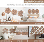 Mollywell Hexagon Acoustic Panels, Walnut S4, 14x12x0.4 Inch, 12 Pack |Wood Veneer|High Density Sound Proofing Wall Panels|Self Adhesive Sound Dampening Felt Wall Tiles|Home Theater|Gaming Room|