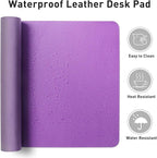 Aothia Leather Desk Pad Protector, Office Desk Mat, Large Mouse Pad, Non-Slip PU Leather Desk Blotter, Laptop Desk Pad, Waterproof Desk Writing Pad for Office and Home (48"x17", Iris Violet)
