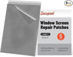 5" x 7" Grey/Black Screen Repair Kit, 6 PCS Window Screen Patch Repair Tape for Mesh Window Door, Strong Adhesive Fiberglass Mesh Patch Tape