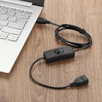 MECCANIXITY USB Extension Cable with ON/Off Toggle Switch 2m USB Male to Female Extension Cord for Desk Lamp Fan LED Light Strip Black Pack of 1